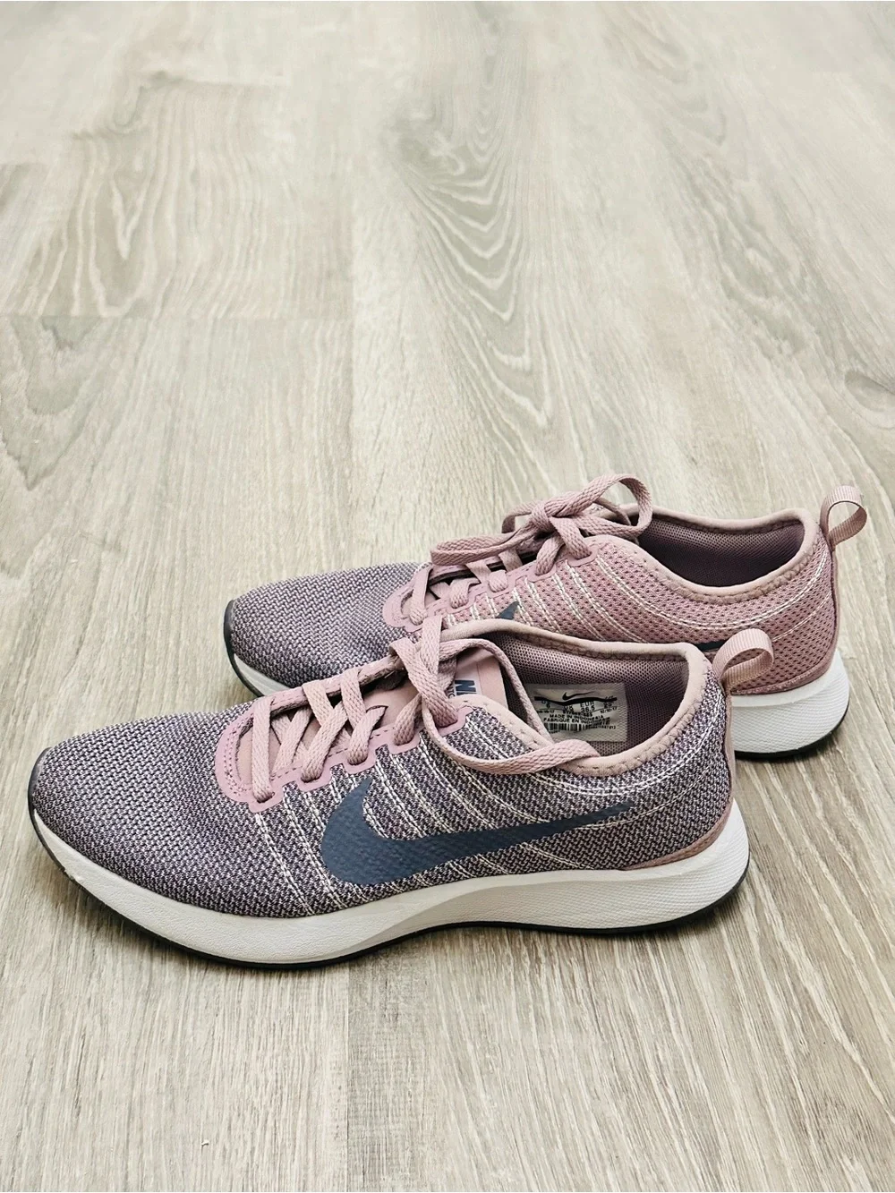 Nike Rose Pink and Gray Knit Running Sneakers Size 6